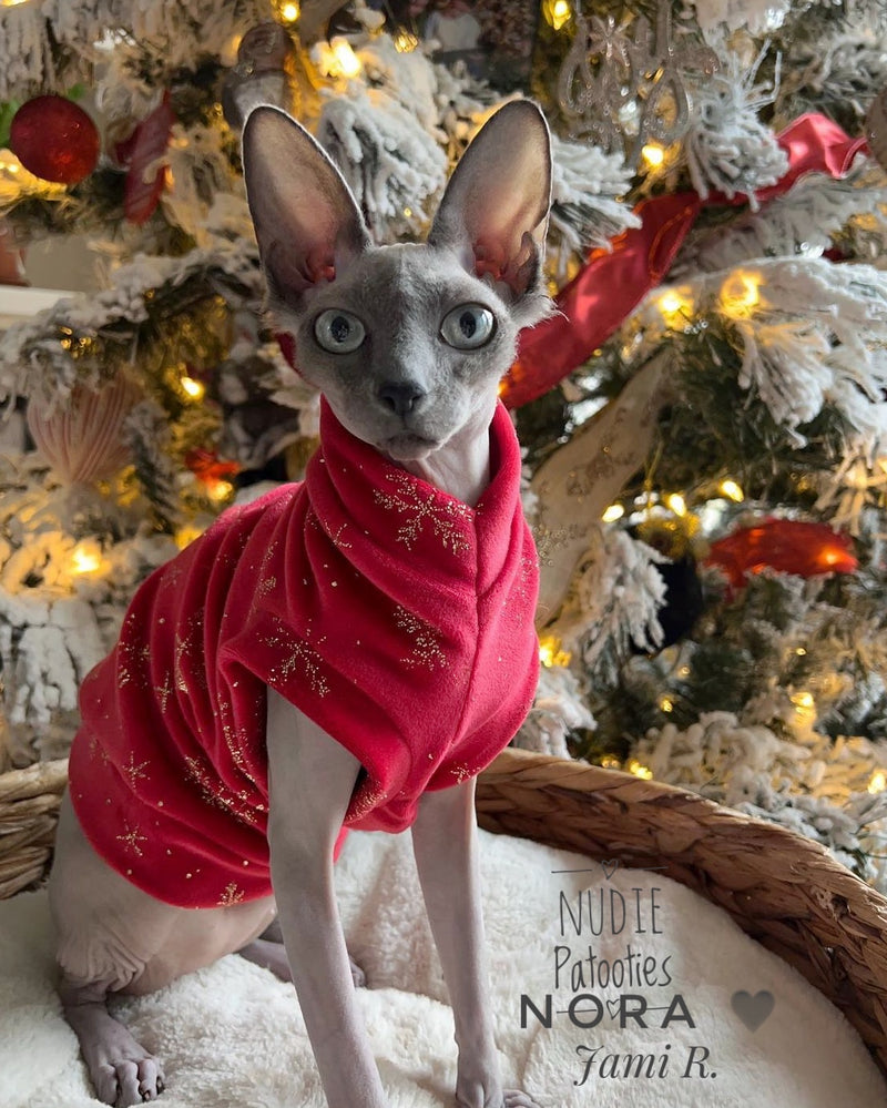 Red w/Gold Metallic Snowflakes Micro Fleece "Sparkly Snowflakes"