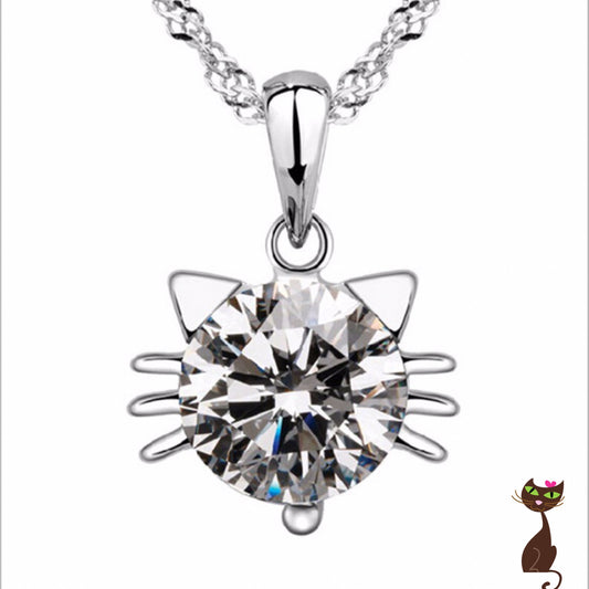Rhinestone Cat Face Necklace - Nudie Patooties