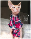 Argyle Plaid - Fuchsia and Teal - Nudie Patooties  Sphynx cat clothes for your sphynx cat, sphynx kitten, Donskoy, Bambino Cat, cornish rex, peterbald and devon rex cat. 