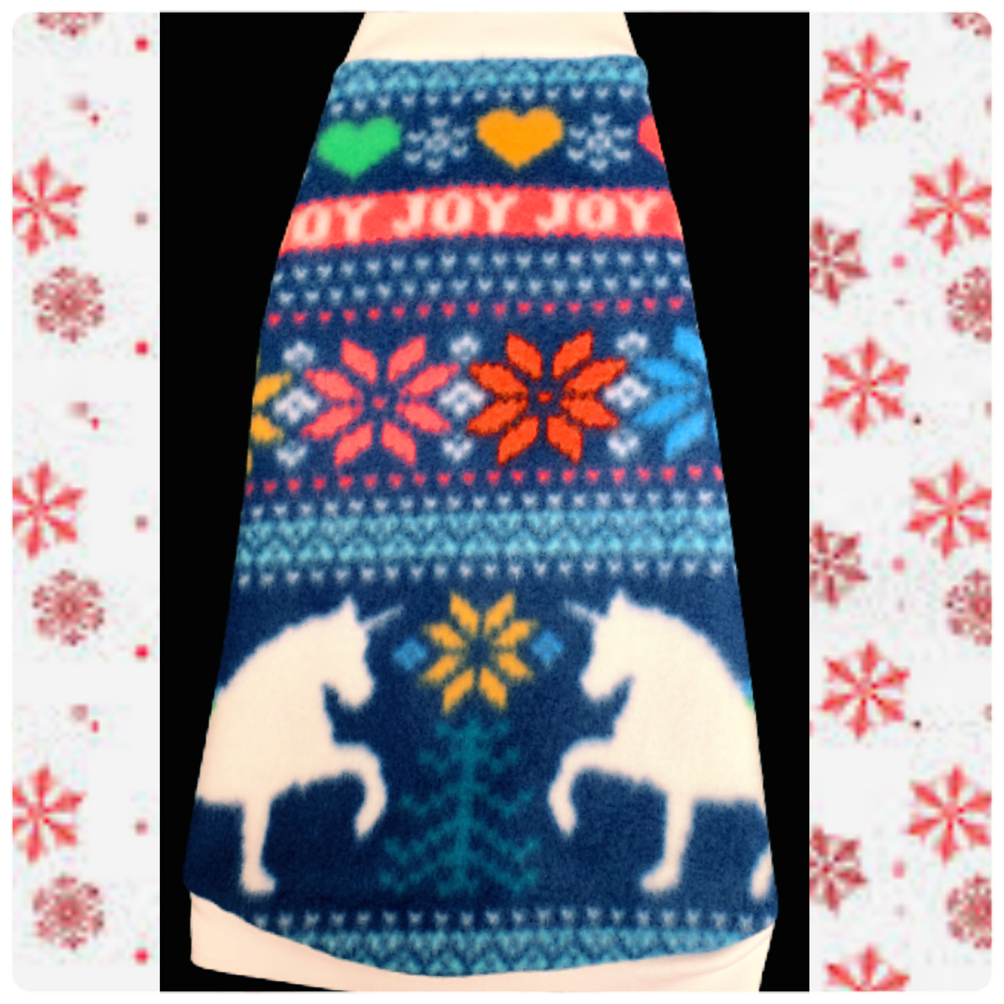 Fair Isle Navy Fleece "Unicorn Joy"