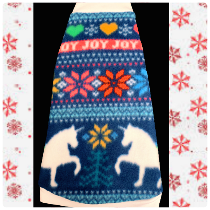 Fair Isle Navy Fleece "Unicorn Joy"
