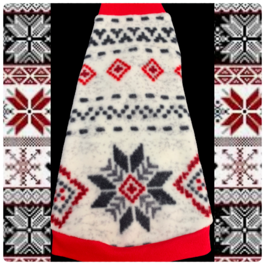 Ivory, Red & Black Snowflake Fleece "Winter Warm"