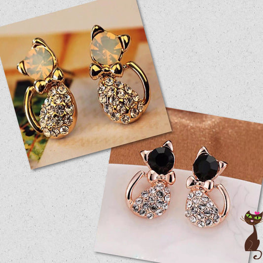 Rhinestone Cat Body Earrings - Nudie Patooties