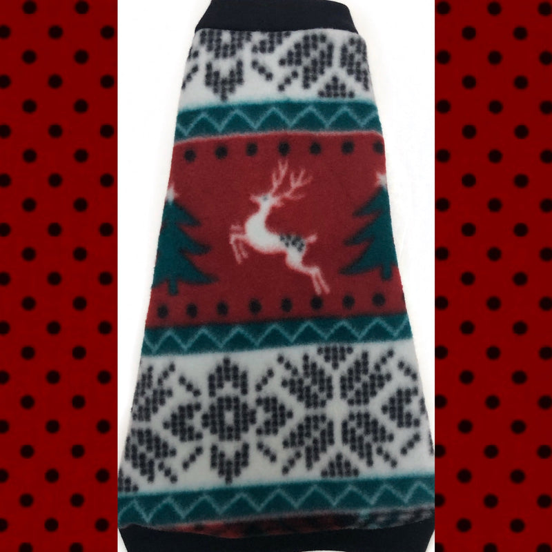 White and Black Holiday Tree and Reindeer Fleece "Holly Daze"