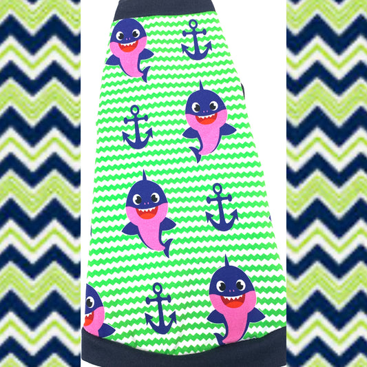 Sharks on Green Chevron Stripe