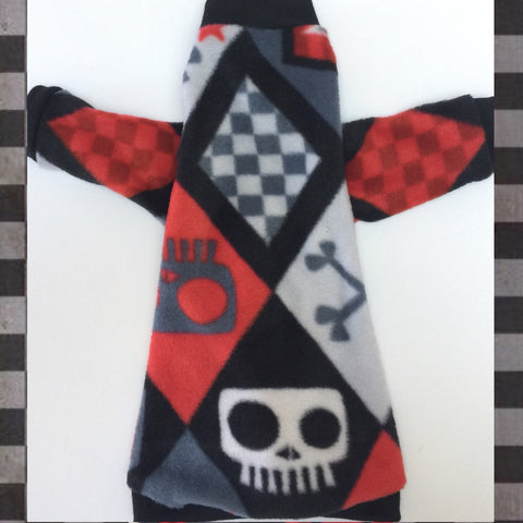 Long Sleeve Red and Black Skulls Fleece "Skull and Crossbones" - Nudie Patooties