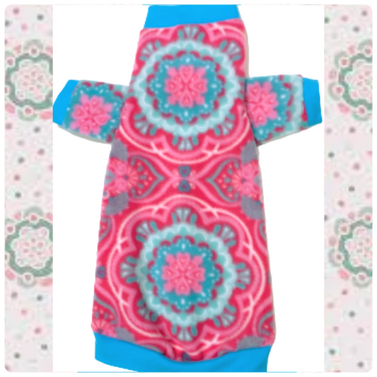 Long Sleeve Hot Pink & Turquoise Medallion Fleece "Boho Babe"