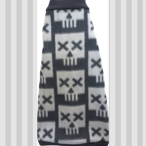 Black and Grey Skull Fleece "Cross Eyed Skull" - Nudie Patooties  Sphynx cat clothes for your sphynx cat, sphynx kitten, Donskoy, Bambino Cat, cornish rex, peterbald and devon rex cat. 