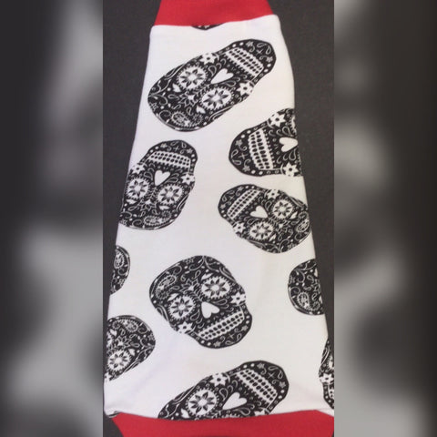 Black and White Skull Cotton French Terry - Nudie Patooties  Sphynx cat clothes for your sphynx cat, sphynx kitten, Donskoy, Bambino Cat, cornish rex, peterbald and devon rex cat. 