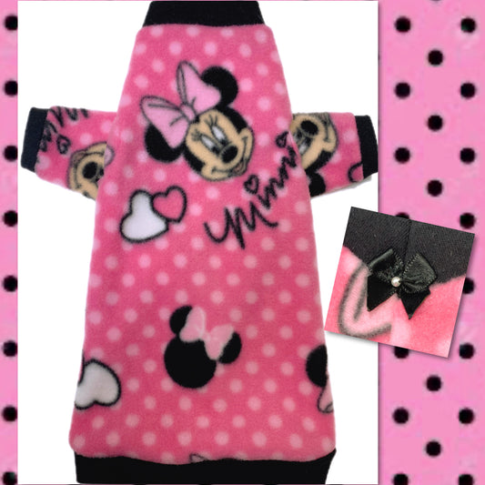 Long Sleeve Mouse on Pink Fleece " Rock Dots"