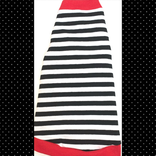Black & White Stripe w/ Red Trim