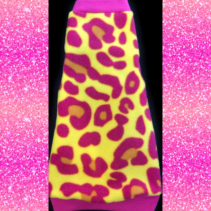 Pink and Yellow Leopard Fleece "Double the Sass"