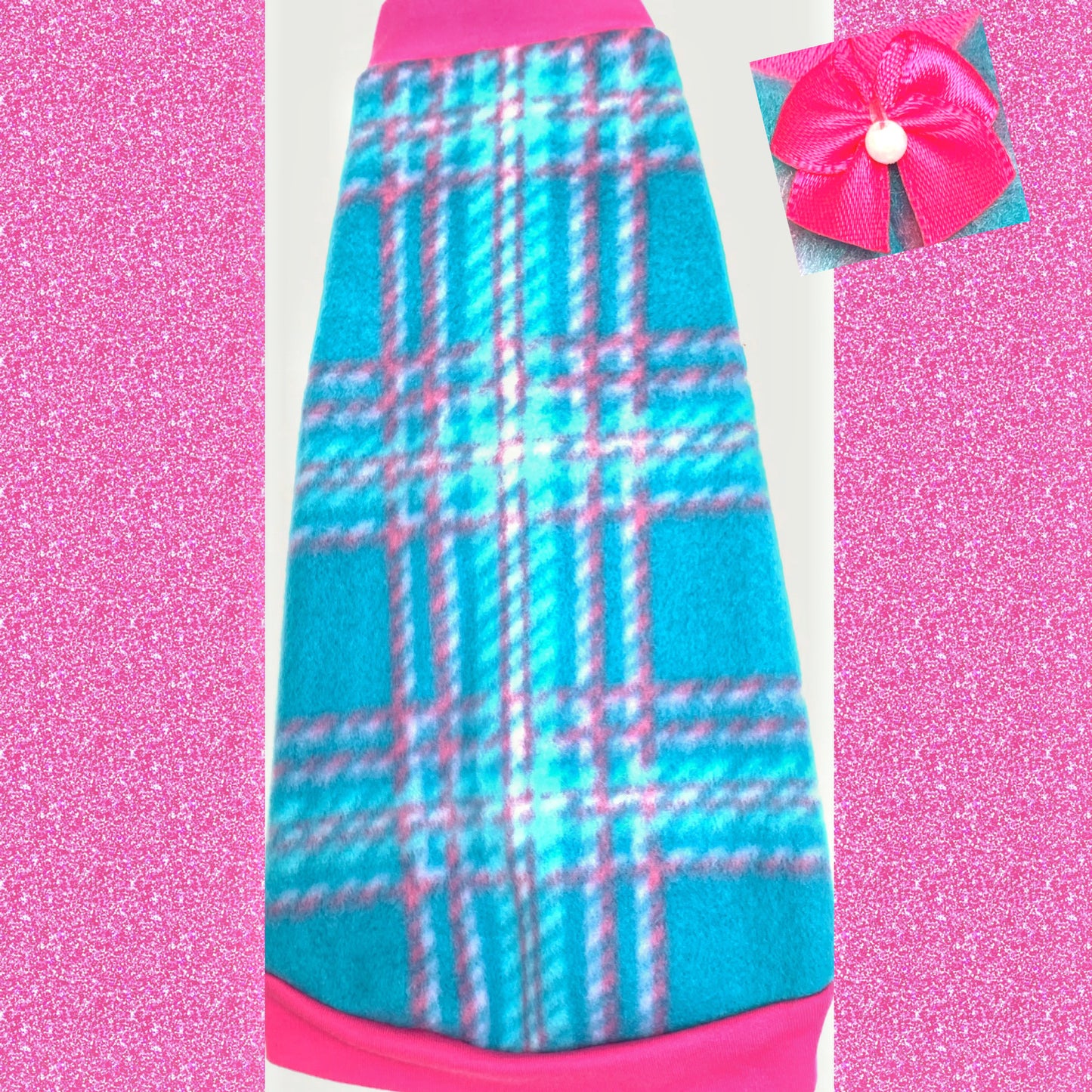 Pink and Turquoise Plaid Fleece "Stronger than the Storm"