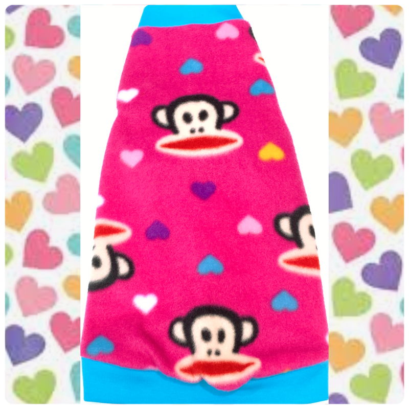 Pink Monkey & Hearts Fleece