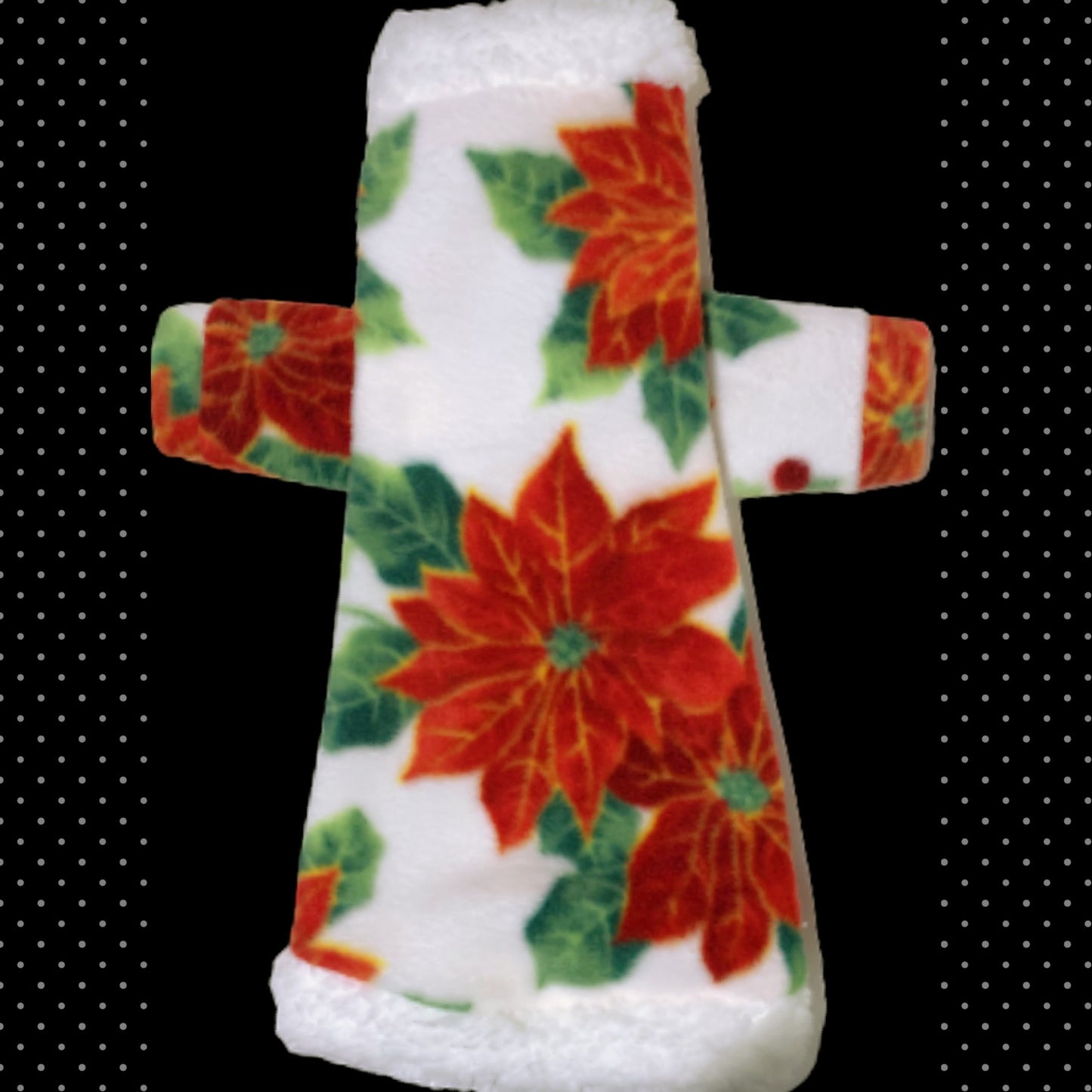 Long Sleeve WhiteFleece with Sherpa Fur Collar "Christmas Poinsettia"