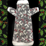 Long Sleeve Grey Fleece with Sherpa Fur Collar "Holly Jolly"