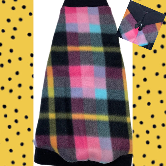 Black, Pink Yellow, Blue Plaid Fleece "Sweet Pea"