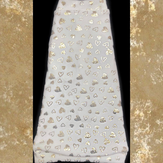 Ivory w/Gold Metallic Hearts Micro Fleece "Let Love Sparkle"