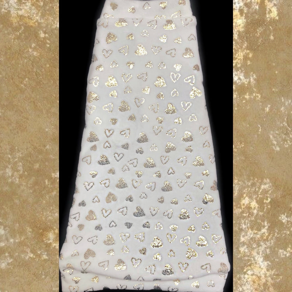 Ivory w/Gold Metallic Hearts Micro Fleece "Let Love Sparkle"