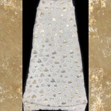 Ivory w/Gold Metallic Hearts Micro Fleece "Let Love Sparkle"