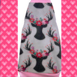 Grey and Pink Buck and Flower Fleece "Pretty Bucks" - Nudie Patooties