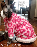 Long Sleeve Pink and White Fleece w/ Sherpa Fur Trim "Stealing Hearts"