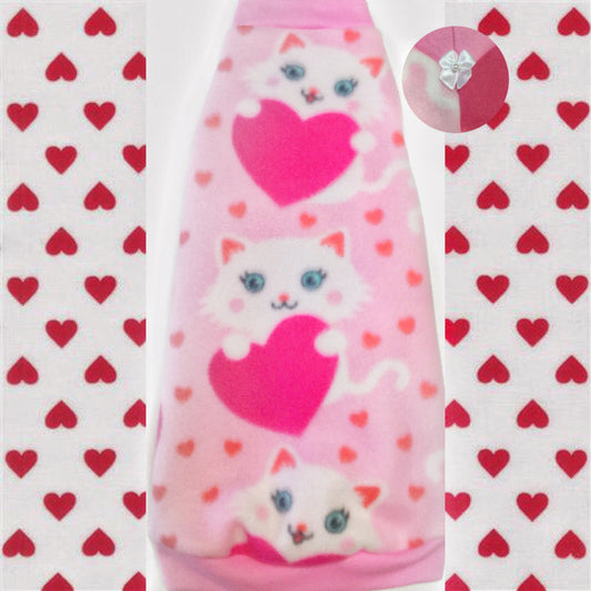 Pink Kitty Heart Fleece, "Kitty Love"