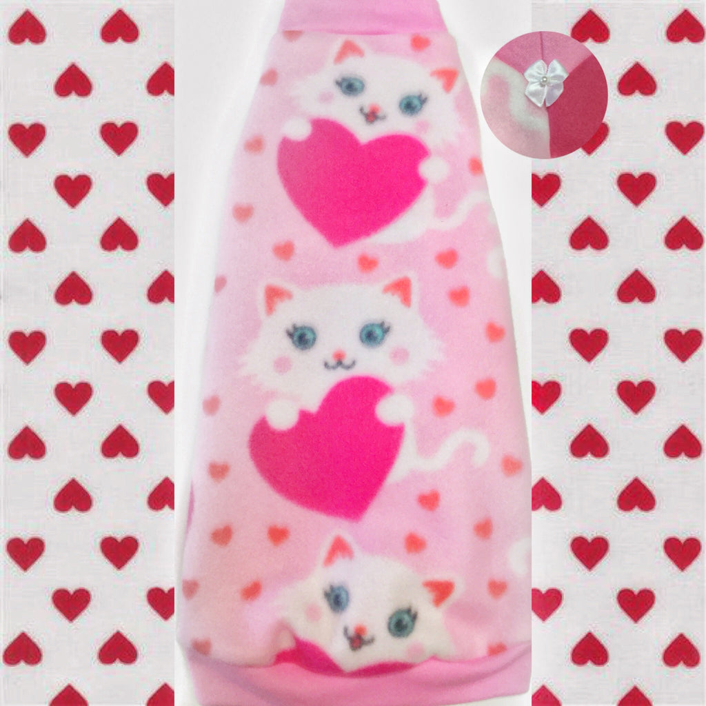 Pink Kitty Heart Fleece, "Kitty Love"