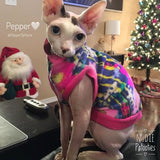 Sphynx Cat Fleece Clothes / clothes for cats/ cat overalls /cat shirt/ cat sweater/ cat sweatshirt/ pet sweater/ Sphynx cat clothes/ Sphynx clothing / cats clothes/ shirt for cat/ cat clothes/ tattoo/ skull/ designer cat clothes/ cat pjs