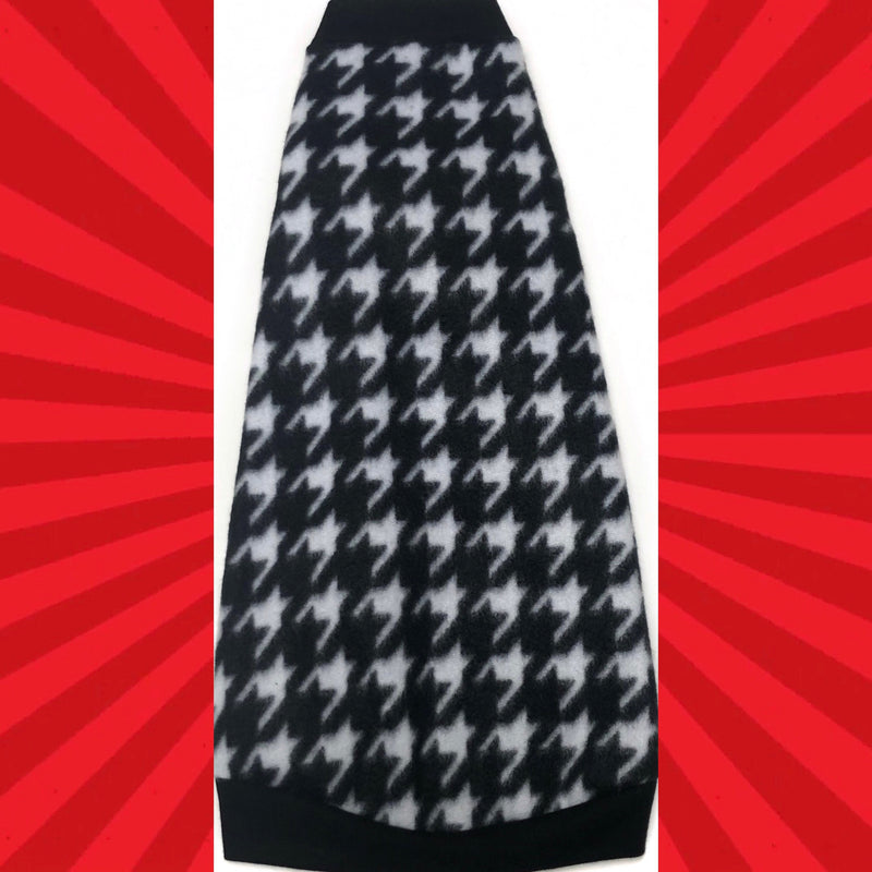 Black and White Fleece "Heart and Houndstooth" - Nudie Patooties  Sphynx cat clothes for your sphynx cat, sphynx kitten, Donskoy, Bambino Cat, cornish rex, peterbald and devon rex cat. 