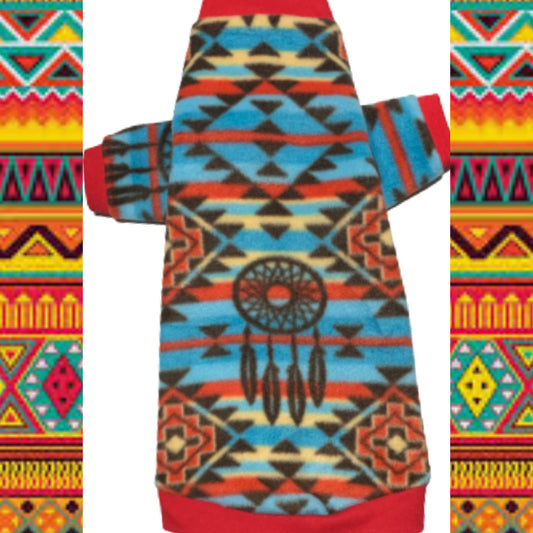 Long Sleeve Turquoise Tribal Fleece "Dreamcatcher"