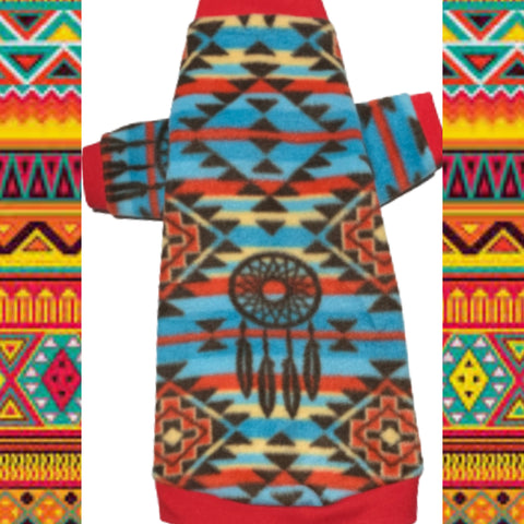 Long Sleeve Turquoise Tribal Fleece "Dreamcatcher"