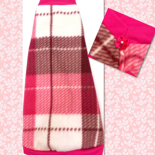 Ivory, Pink & Maroon Plaid Fleece "Purrfect Plaid"