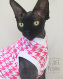 Hounds tooth shirt for your sphynx cat, bambino cat, black cat, cornish rex, devon rex. peterbald. cat clothes, sphynx clothes