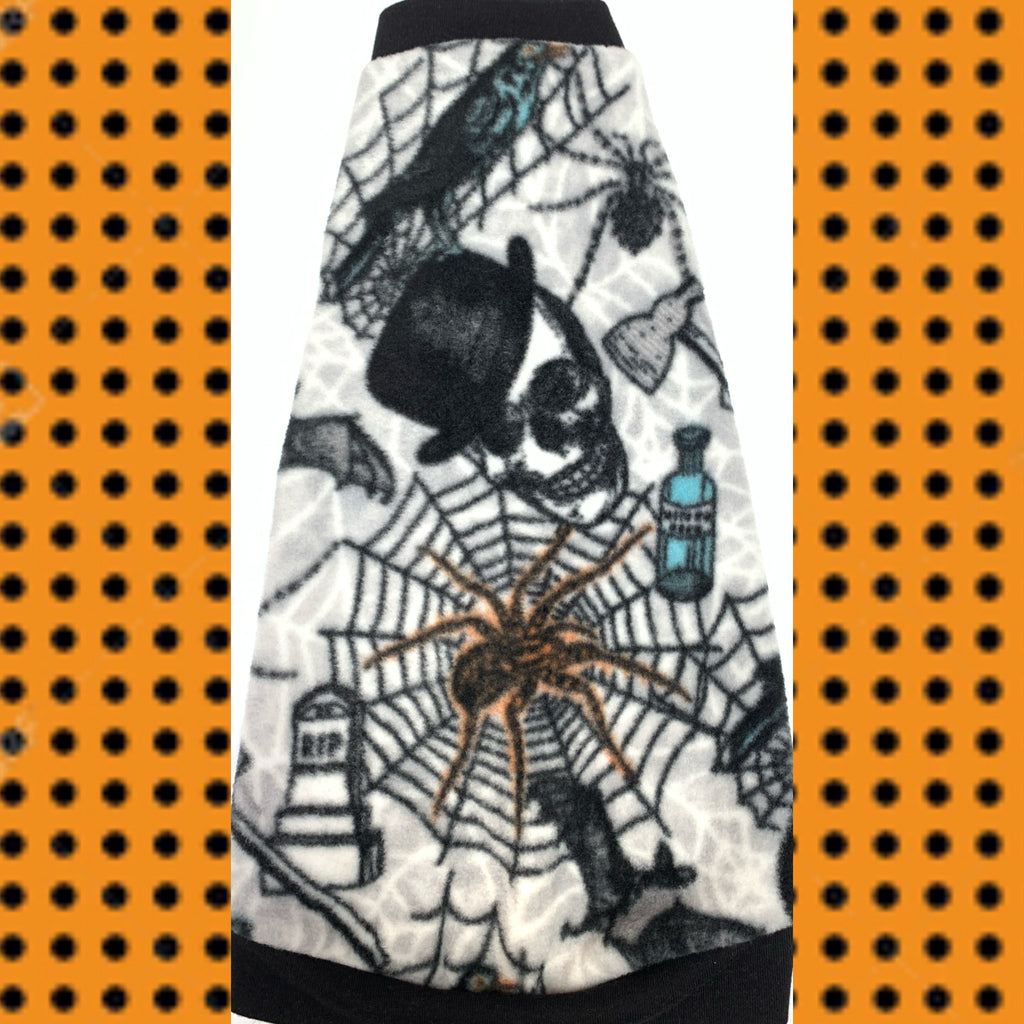 Gray Spider & Skull Fleece "Spooky "