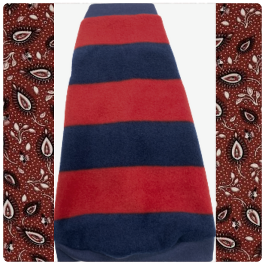 Red and Navy Stripe Fleece "GQ"