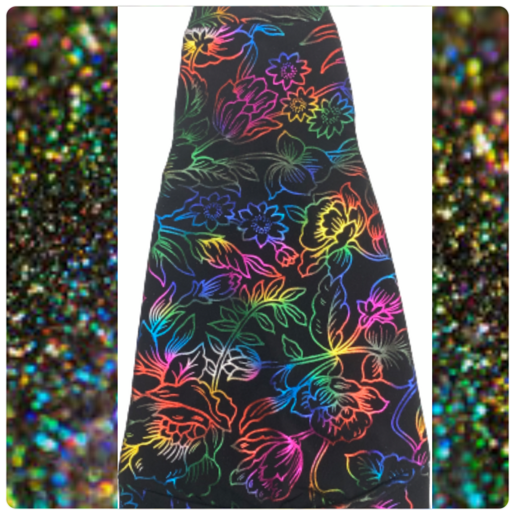 Floral Foil Holographic on Black