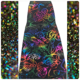 Floral Foil Holographic on Black