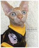 Harry Potter Wizard Cat Shirt/ Sphynx Cat Fleece Clothes / clothes for cats/ cat overalls /cat shirt/ cat sweater/ cat sweatshirt/ pet sweater/ Sphynx cat clothes/ Sphynx clothing / cats clothes/ shirt for cat/ cat clothes/ tattoo/ skull/ designer cat clothes/ cat pjs