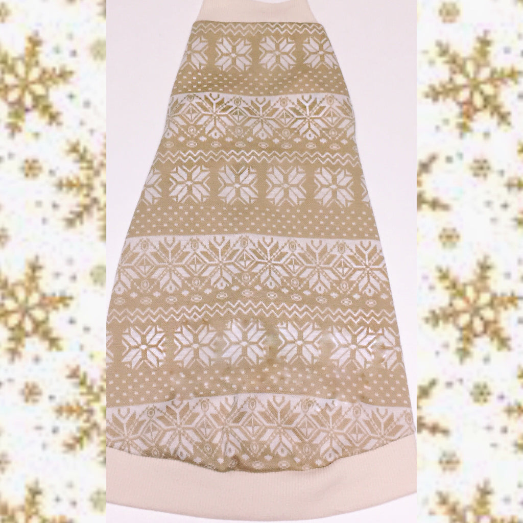 Camel and Cream Snowflakes - Nudie Patooties  Sphynx cat clothes for your sphynx cat, sphynx kitten, Donskoy, Bambino Cat, cornish rex, peterbald and devon rex cat. 