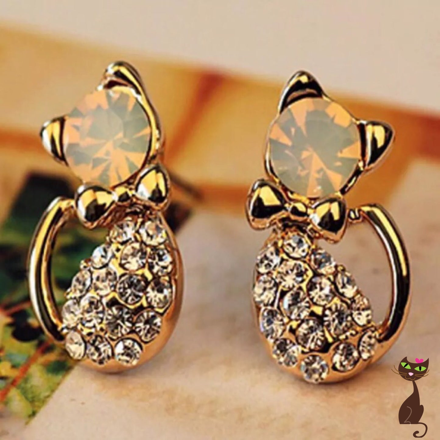 Rhinestone Cat Body Earrings - Nudie Patooties