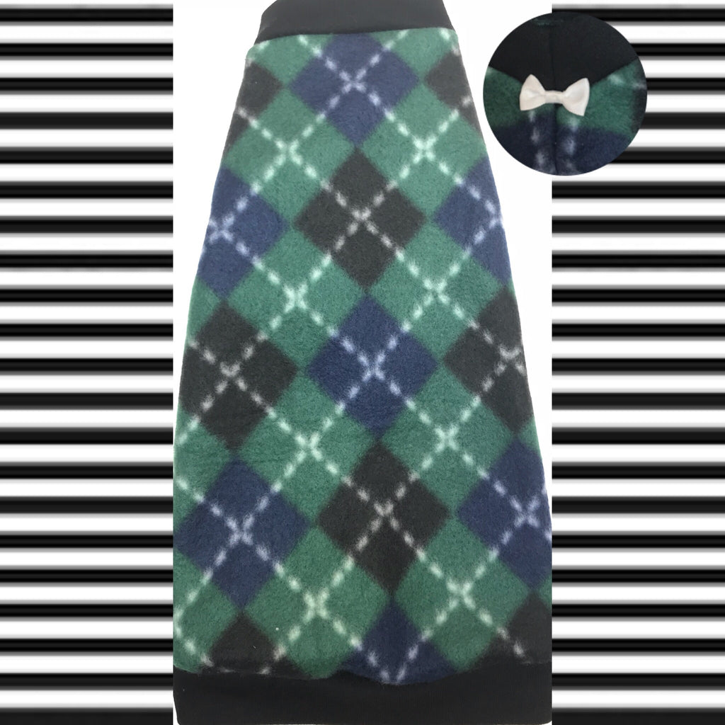 Navy and Green Argyle Fleece "Happy-Go-Lucky" - Nudie Patooties