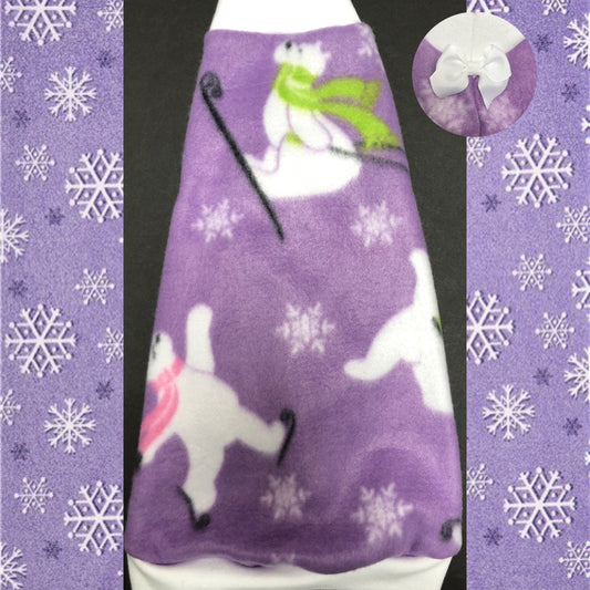 Christmas Purple Polar Bear Fleece "Purple Plunge" - Nudie Patooties  Sphynx cat clothes for your sphynx cat, sphynx kitten, Donskoy, Bambino Cat, cornish rex, peterbald and devon rex cat. 