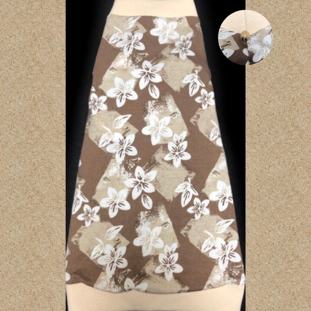 Tan and Ivory Flowers with Rib Knit