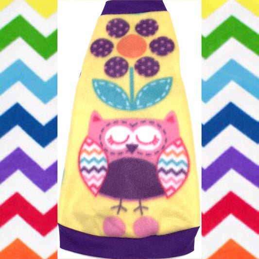 Yellow Fleece "Flower Power Owl"